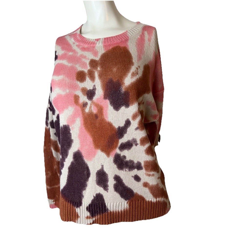 Lisa Todd Beige Pink Purple Brown‎ Tie Dye Dreamscape Crewneck Sweater  XS